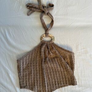 Brown Knit Halter Top